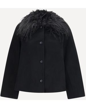 Loulou de Saison Rafe Jacket With Faux-Fur Collar - Blue