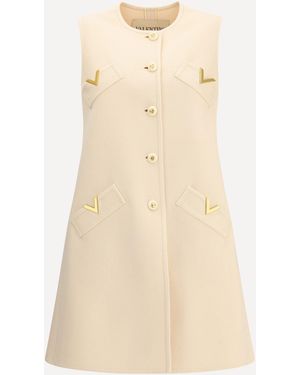 Valentino Compact Drap Long Vest - Natural