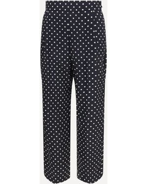 Valentino Polka-Dot Crêpe De Chine Trousers - Blue