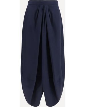 Giorgio Armani Pleated Silk Skirt - Blue
