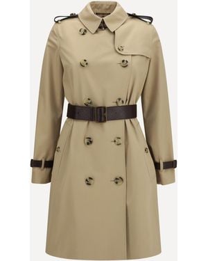 Burberry Kensington Midi Leather Trench - Natural