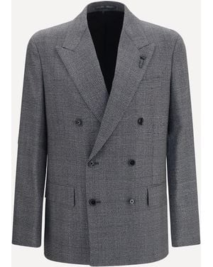 Lardini Double-Breasted Wool Blazer - Grey