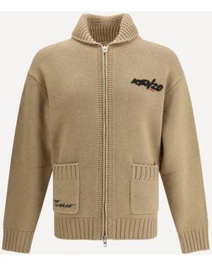 KENZO Futura Zippered Cardigan - Natural