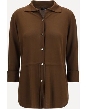 Ella Waist Drawstring Shirt - Brown