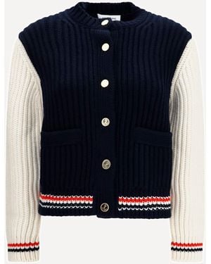 Thom Browne Bicolor Cashmere Cardigan - Blue