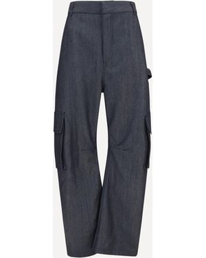 Balenciaga Denim Print Cargo Trousers - Blue