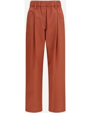 Brunello Cucinelli Cotton Elasticated Trousers - Red