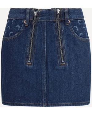 Marine Serre Zipped Mini Skirt - Blue