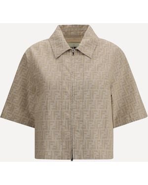 Fendi Giacca Chambray Cropped - Neutro