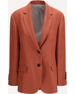 Brunello Cucinelli Single-Breasted Linen Blazer - Orange