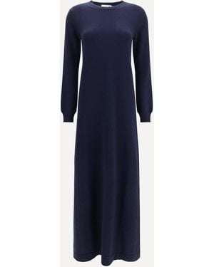Malo Long Cashmere Crewneck Dress - Blue