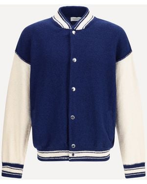 Laneus Knitted Bomber Jacket - Blue