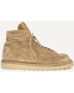 Marsèll Pallottola Pomice Suede Lace-Up Ankle Boots With Notched Sole - Natural