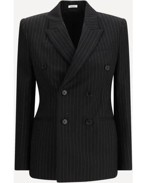 McQueen Pinstriped Double-Breasted Jacket - Black