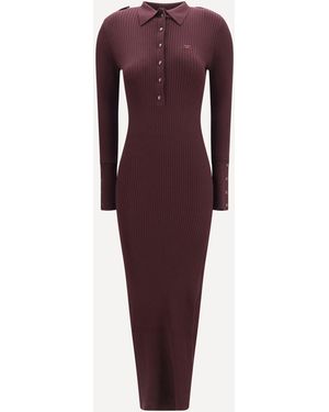 Courreges Rib Knit Polo Long Dress - Purple