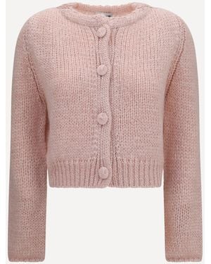 forte_forte Forte_Forte Chunky Knit Cardigan With Buttons - Pink