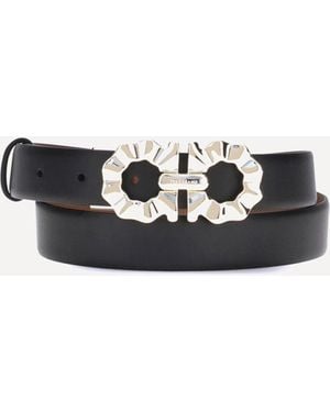 Ferragamo Cintura Reversibile Gancini - Bianco