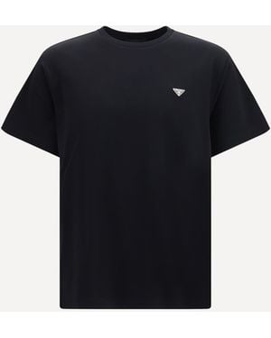 Prada Cotton T-Shirt With Triangle Logo - Black
