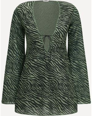 Oséree Lumière Animalier Mini Dress - Green