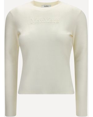 Max Mara Manto Long-Sleeve Wool Sweater - White