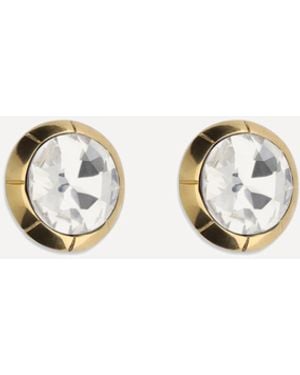 Alessandra Rich Round Crystal Clip-On Earrings - White