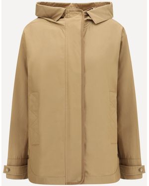 Moncler Hooded Jacket With Logo Patch - Natural