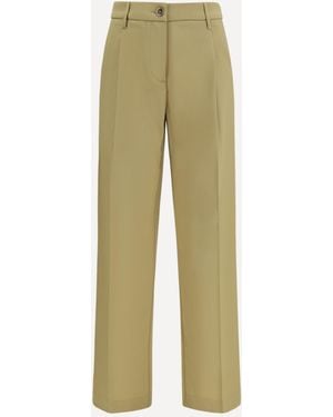 Cruna Wide-Leg Virgin Wool Trousers - Green