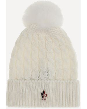 Moncler Virgin Wool Pom-Pom Beanie - White