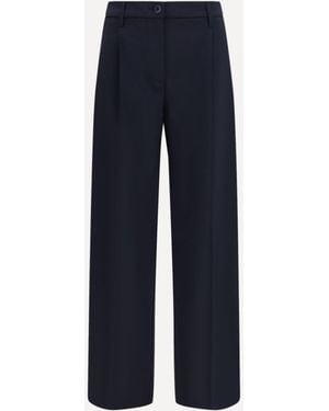 Cruna Wide-Leg Virgin Wool Trousers - Blue
