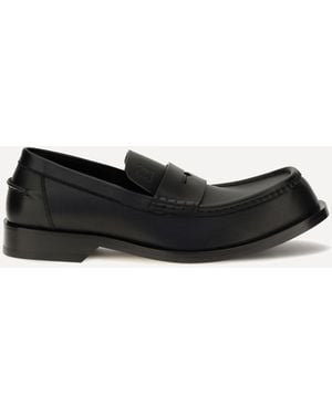Loewe Bobine Polished Calfskin Loafers - Black