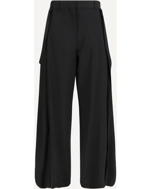 Loewe Draped Wool Trousers - Black