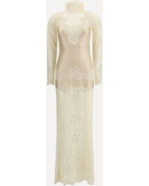 Rabanne Laced Ivory Long Dress - Natural