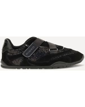 Pinko Yulia Suede Sneakers With Sequins - Black