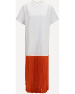 Alaïa Fringed T-Shirt Dress - White