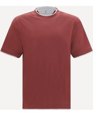 Brunello Cucinelli Cotton T-Shirt - Red