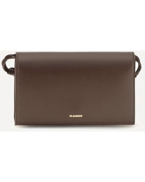 Jil Sander Tangle Wallet With Shoulder Strap - Brown