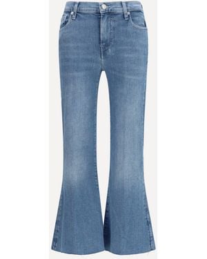 7FOR Cropped Flared Jeans With Raw Hem - Blue