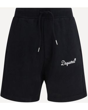 DSquared² Embroidered Logo Cotton Shorts - Blue