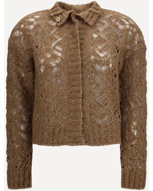 Max Mara Cardigan Quarto Traforato - Marrone
