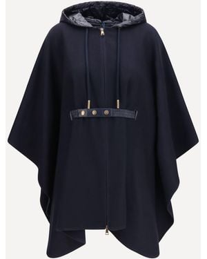 Moncler Padded Wool Blend Cape - Blue