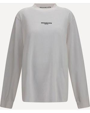 Alexander Wang T-Shirt A Maniche Lunghe Con Logo - Grigio