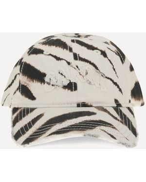 Ganni Zebra Print Baseball Cap - Natural
