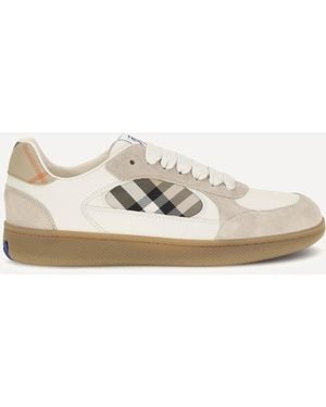 Burberry Terrace Leather And Check Trainers - White