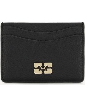 Ganni Grained Leather Card Holder - Black