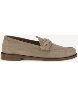 Brunello Cucinelli Suede Loafers - White