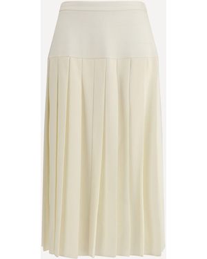 Alessandra Rich Pleated Midi Skirt - White