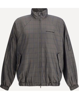 Balenciaga Zipped Jacket With And Checked Motif - Gray