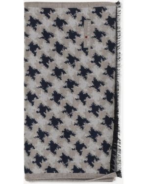 Kiton Silk Scarf With Fringes - Grey