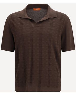 Cruna Levanti V-Neck Knit T-Shirt - Brown