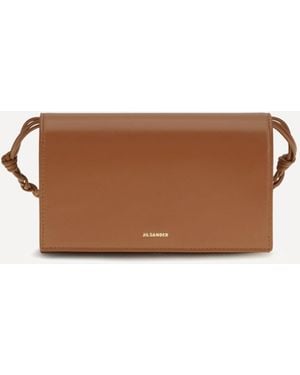 Jil Sander Tangle Wallet With Shoulder Strap - Brown